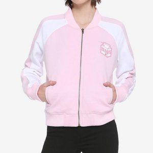 Hot Topic Strawberry Milk Bomber Jacket JQ2 Pink/White Size M